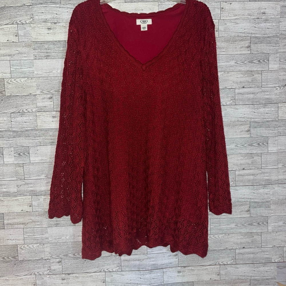 Cato red V-neck sweater size 22/24